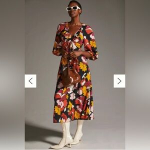 Anthropologie Maeve Floral Balloon Puff Sleeve Maxi Dress